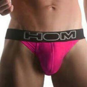 HOM Sexy Underwear Mini Briefs T-back Silky Boxer Briefs Pink Large
